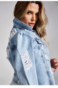 New Woman Long Sleeve Ripped Short Denim Jacket Fashion Hipster Jeans Coat Street Casual Female Clothing S-XL - Image 2