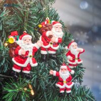 6pcs Mini Santa Claus Snowman Miniatures Christmas Tree Hanging Ornaments Pendant Kids Gifts Doll Hang Decorations for Home Noel