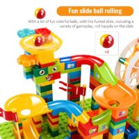 36-186PCS Big Size Marble Race Run Particle Scenes LED Light Slide Funnel Ferris Wheel Building Blocks City Brick Toy For Kids - Image 3
