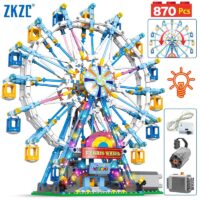City Friends MOC Rotating Ferris Wheel Building Blocks Electric Bricks with Light Toys for Children Gifts