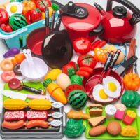 Cutting Play Food Toy for Kids Kitchen Pretend Fruit &Vegetables Accessories Educational Toy Food kit for Toddler Children Gift