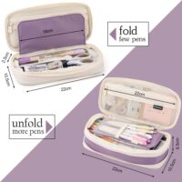 Purple Pencil Cases Large Capacity Pen Bag Pouch Holder Box for Girls Office Student Stationery Organizer School Supplies - Image 2