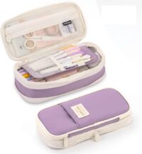Purple Pencil Cases Large Capacity Pen Bag Pouch Holder Box for Girls Office Student Stationery Organizer School Supplies