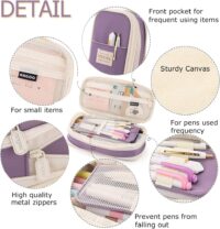 Purple Pencil Cases Large Capacity Pen Bag Pouch Holder Box for Girls Office Student Stationery Organizer School Supplies - Image 4