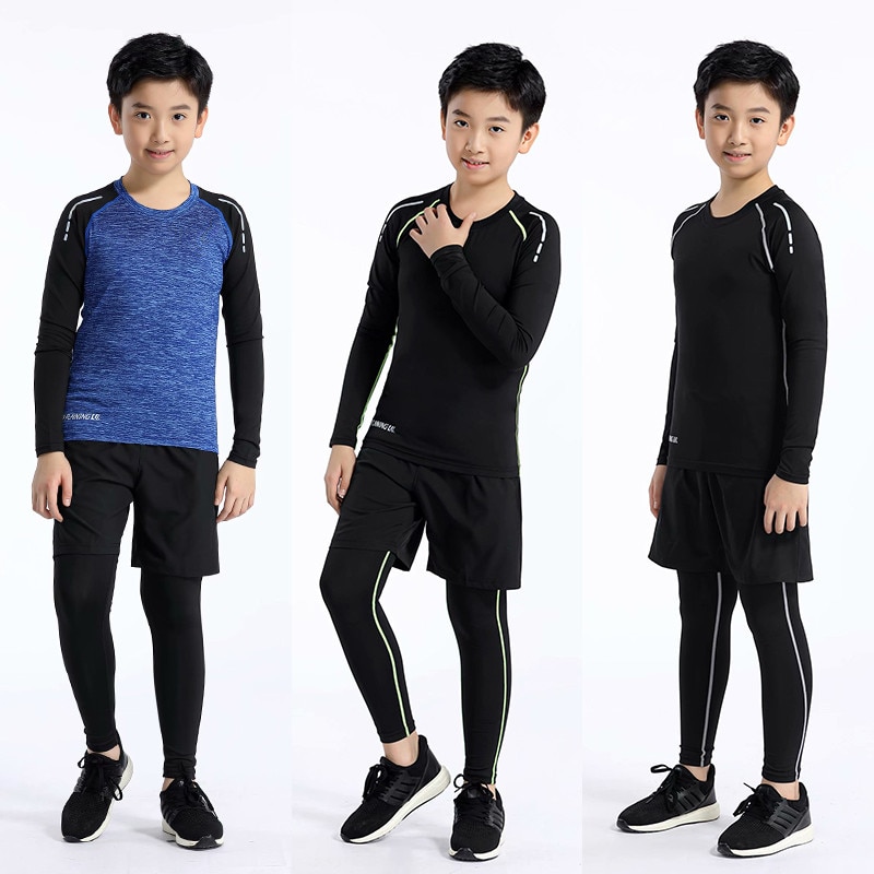 Kids Basketball Football Sportswear Suit Outdoor Workout Compression Sports Clothing Baseball Cycling Running Fitness Tracksuits - Image 2