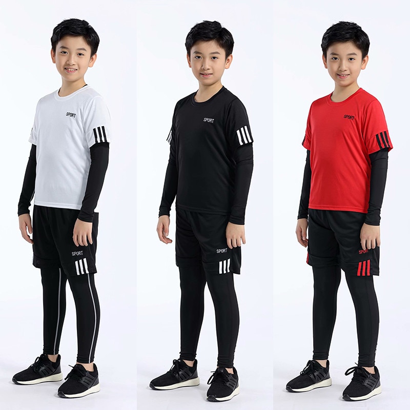 Kids Basketball Football Sportswear Suit Outdoor Workout Compression Sports Clothing Baseball Cycling Running Fitness Tracksuits - Image 3