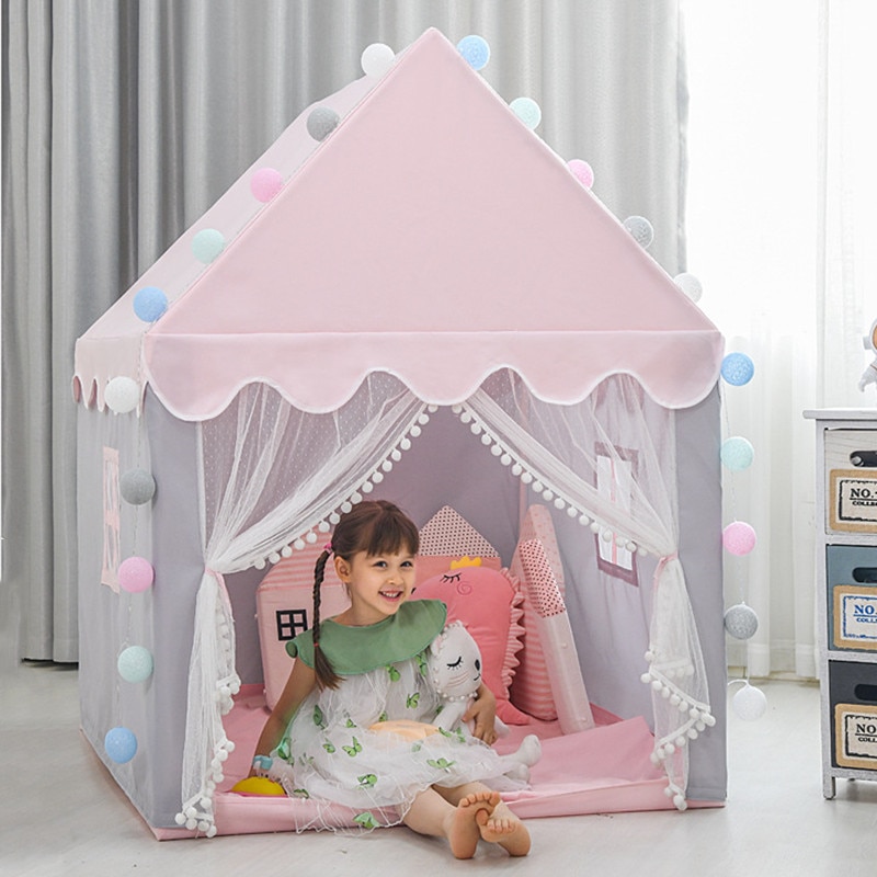 Large Children Toy Tent 1.35M Wigwam Folding Kids Tents Tipi Baby Play House Girls Pink Princess Castle Child Room Decor - Image 2