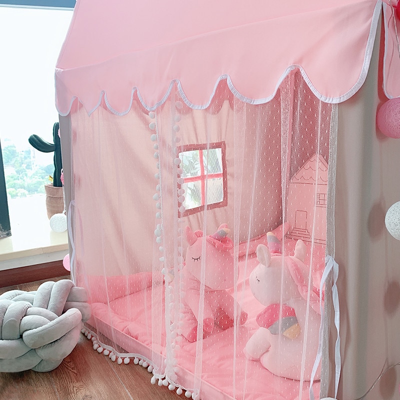 Large Children Toy Tent 1.35M Wigwam Folding Kids Tents Tipi Baby Play House Girls Pink Princess Castle Child Room Decor - Image 3
