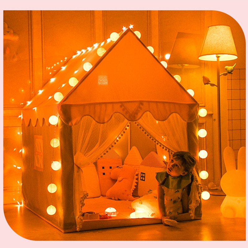Large Children Toy Tent 1.35M Wigwam Folding Kids Tents Tipi Baby Play House Girls Pink Princess Castle Child Room Decor - Image 4