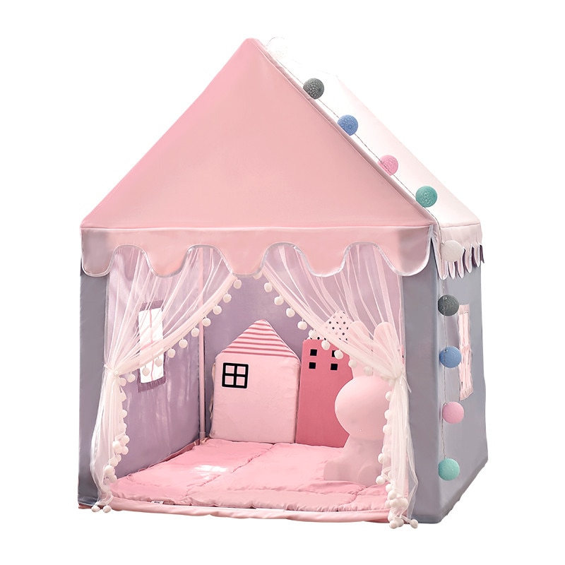Large Children Toy Tent 1.35M Wigwam Folding Kids Tents Tipi Baby Play House Girls Pink Princess Castle Child Room Decor