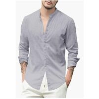 Long Sleeve Shirts New Spring Summer Autumn Linen Button Down Beach Yoga Casual Summer Shirts Men Top