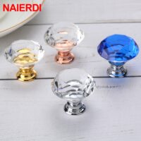 Gold Base Diamond Shape Design Crystal Glass Knobs Cupboard Pulls Drawer Knobs Kitchen Cabinet Handles Furniture Handle - Image 2