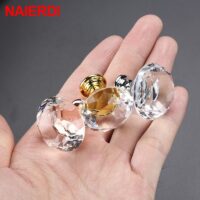 Gold Base Diamond Shape Design Crystal Glass Knobs Cupboard Pulls Drawer Knobs Kitchen Cabinet Handles Furniture Handle - Image 3
