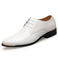Newly Men's Quality Patent Leather Shoes White Wedding Shoes Size 38-48 Black Leather Soft Man Dress Shoes - Image 2
