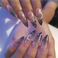 24Pcs Marble Gradient Long Coffin False Nails Full Cover Nail Tips Press Glue Detachable Wearable Gold Foil Ballerina Fake Nails - Image 4