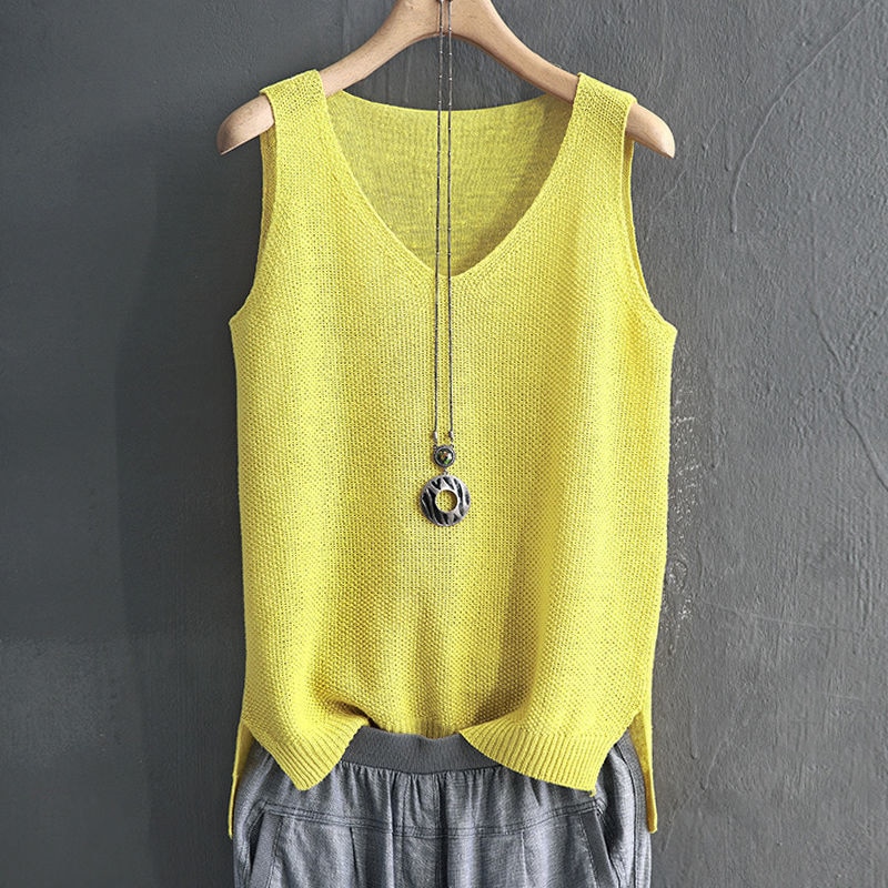 Blusas Mujer De Moda Blouse Women Summer Sleeveless Knitted Blouse Shirt Women Clothes V-neck Blouse Women Tops Shirts - Image 4