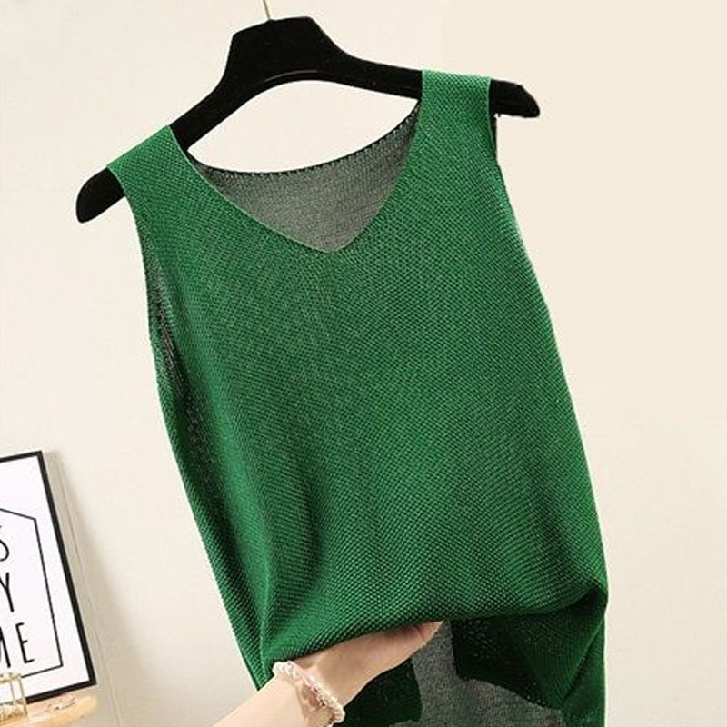 Blusas Mujer De Moda Blouse Women Summer Sleeveless Knitted Blouse Shirt Women Clothes V-neck Blouse Women Tops Shirts - Image 6