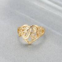 Custom Initials Heart Adjustable Ring For Women Fashion Hip Hop Jewelry Personalized A-Z26Letter Rings Best Gift - Image 3