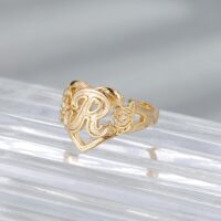 Custom Initials Heart Adjustable Ring For Women Fashion Hip Hop Jewelry Personalized A-Z26Letter Rings Best Gift - Image 4
