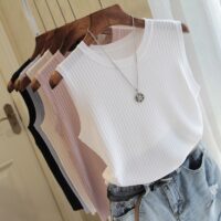 Fashion Woman Blouse Summer Sleeveless Blouse Women O-neck Knitted Blouse Shirt Women Clothes Women Tops And Blouses