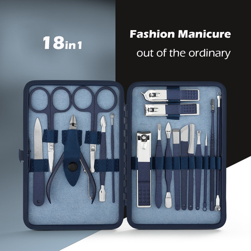 Manicure Set Color Contrast sets Nail Clippers Cutter Tools Kits Stainless Steel Pedicure Travel Case for man woman - Image 2