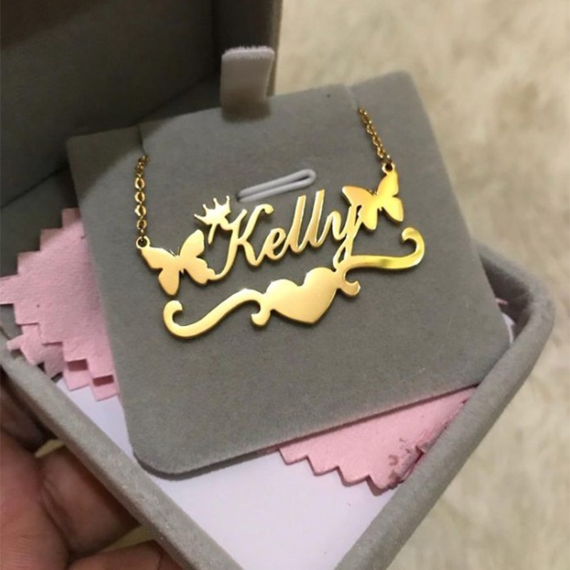 Handmade Custom Jewelry Personalized Name Necklace For Women Statement Heart Ribbon Chain Choker Gift Bijoux Femme - Image 4