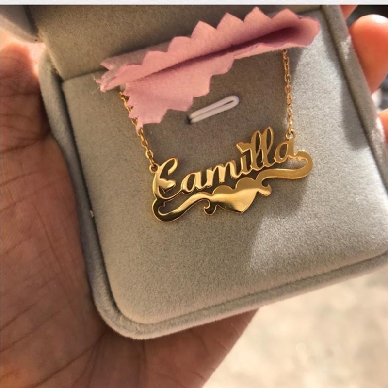 Handmade Custom Jewelry Personalized Name Necklace For Women Statement Heart Ribbon Chain Choker Gift Bijoux Femme