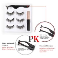 Natural Long 3D Magnetic Eyelashes Set with Magnetic Lashes Applicator and Eyeliner Soft and Handmade Faux Mink Eyelashes - Image 4