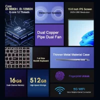 i9 Laptop 15.6 Inch Core i9-9880H or 10980H Gen Processor 64GB RAM 4TB SSD Windows 11 Gaming Laptop Notebook Portable Laptop - Image 4